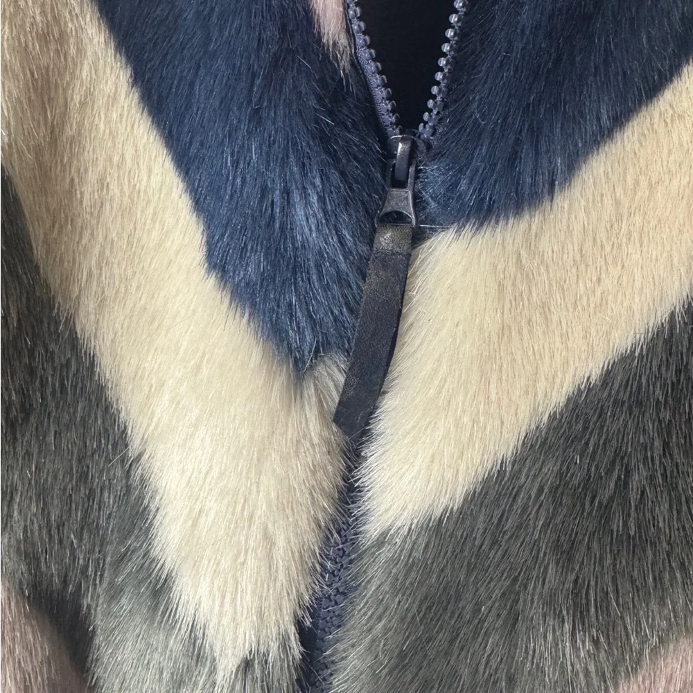 Imoga Faux Fur Coat Girls Size 4 Chevron Belted Jacket HTF Boutique